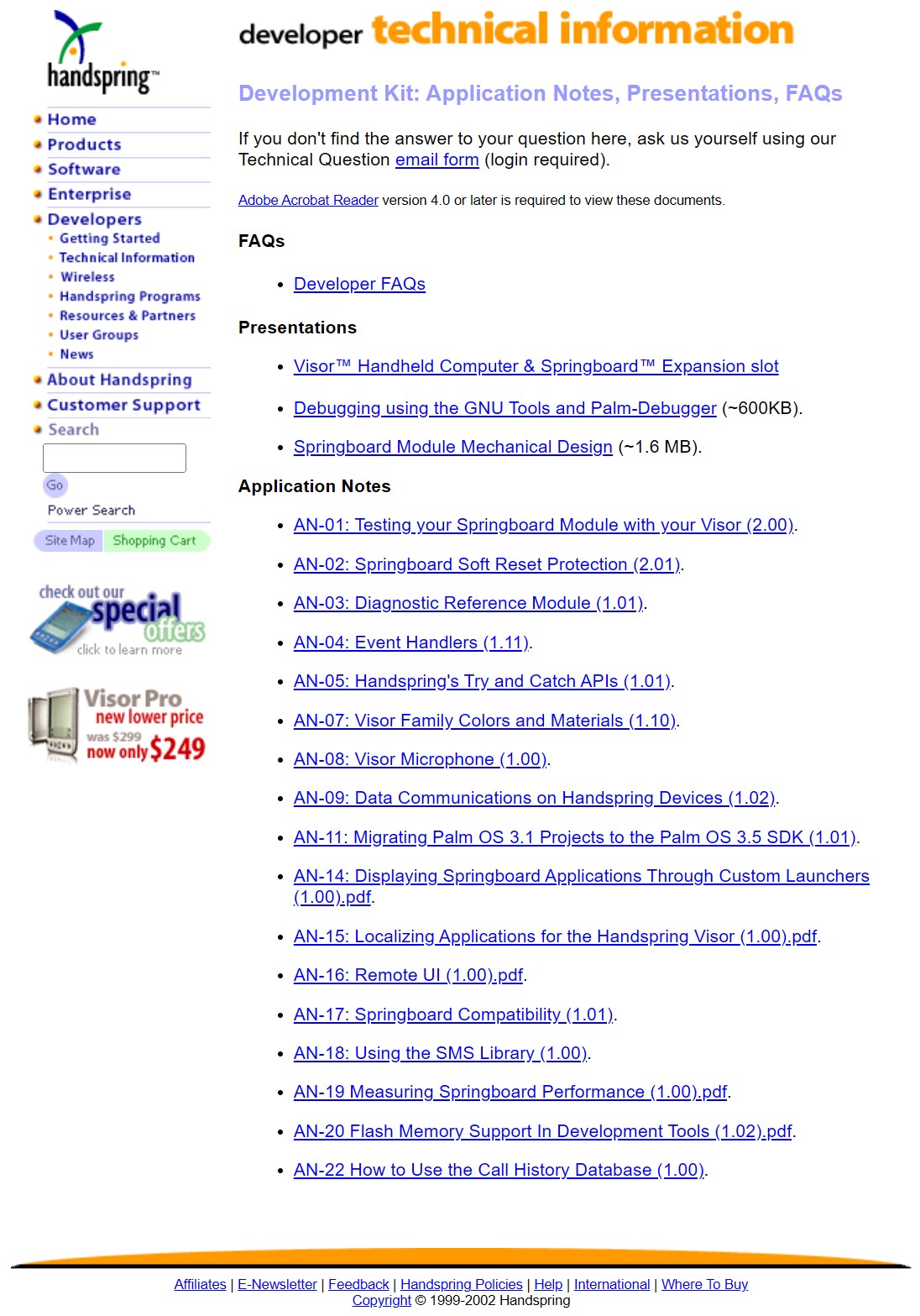 Handspring Developer Technical Notes