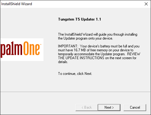 Tungsten T5 Update v1.1