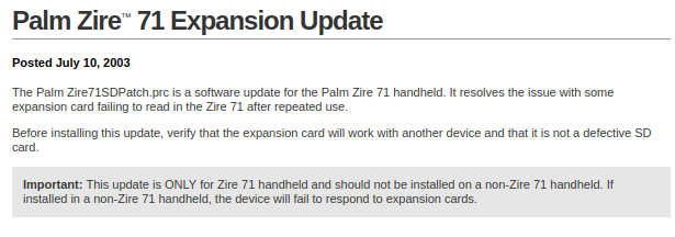 Zire 71 SD Patch