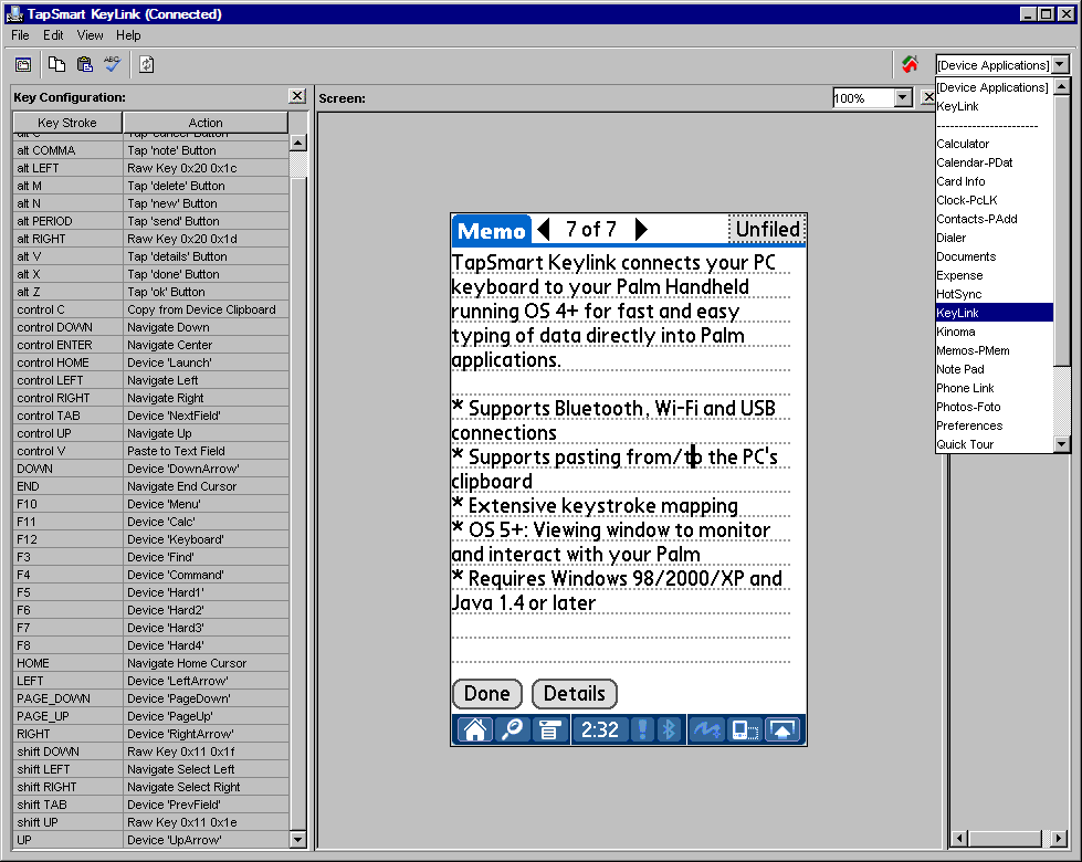 TapSmart KeyLink (Control Palm from PC)