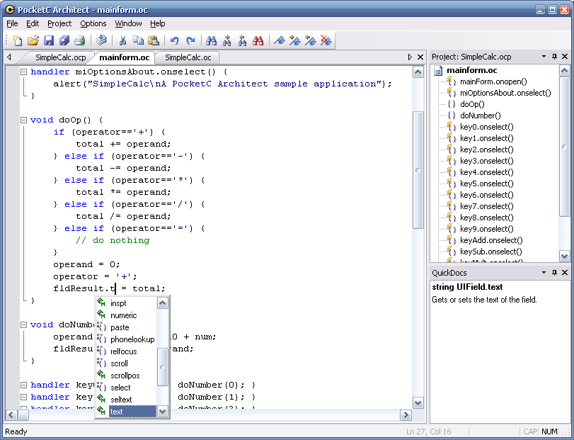 PocketC Architect (desktop)
